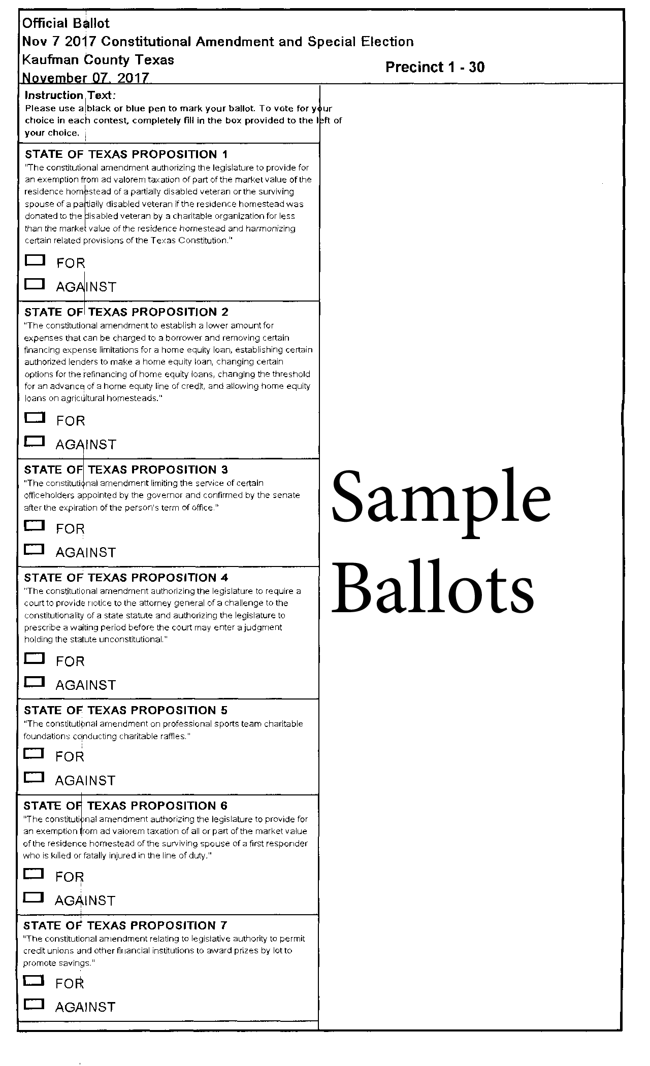 sample ballot for voting